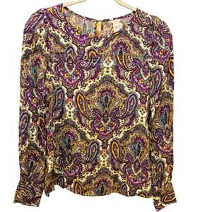 J. Crew Purple Paisley Multicolor Blouse Lightweight Flowy Boho Chic  Size 00